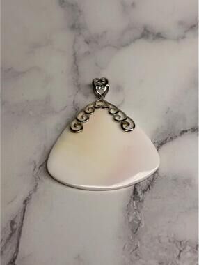 Pink Conch Shell Pendant Sterling Silver 925‎ Large Statement Necklace Charm